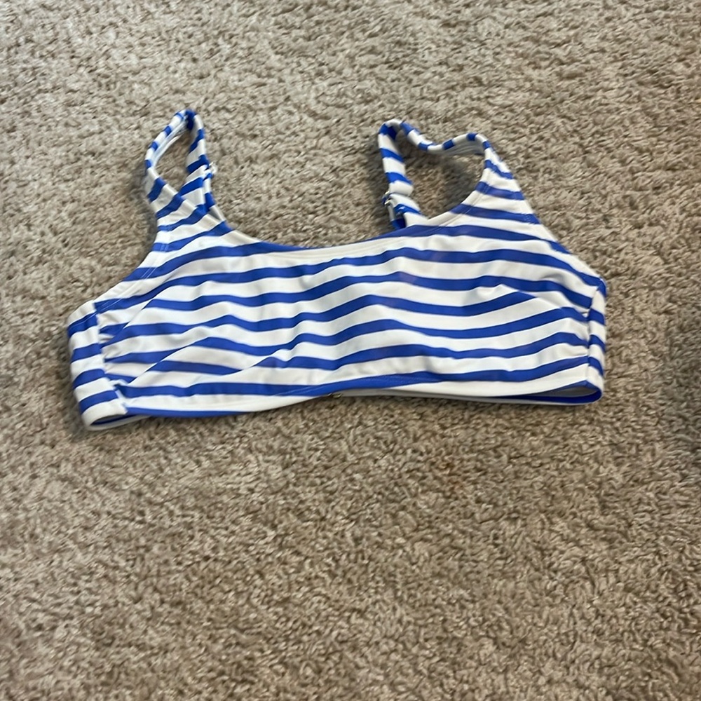 White+Blue Striped Bikini Top